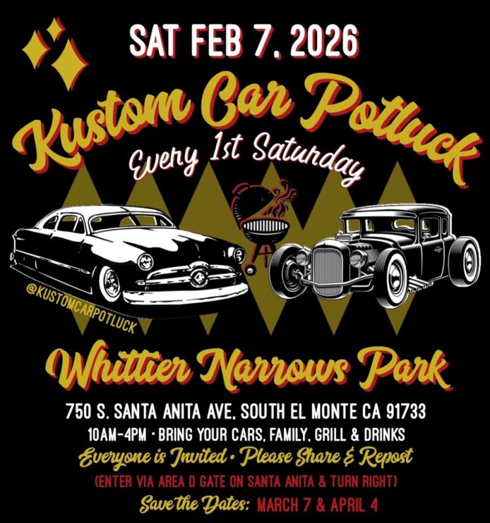 Kustom Car Pot Luck Meet Up flyer